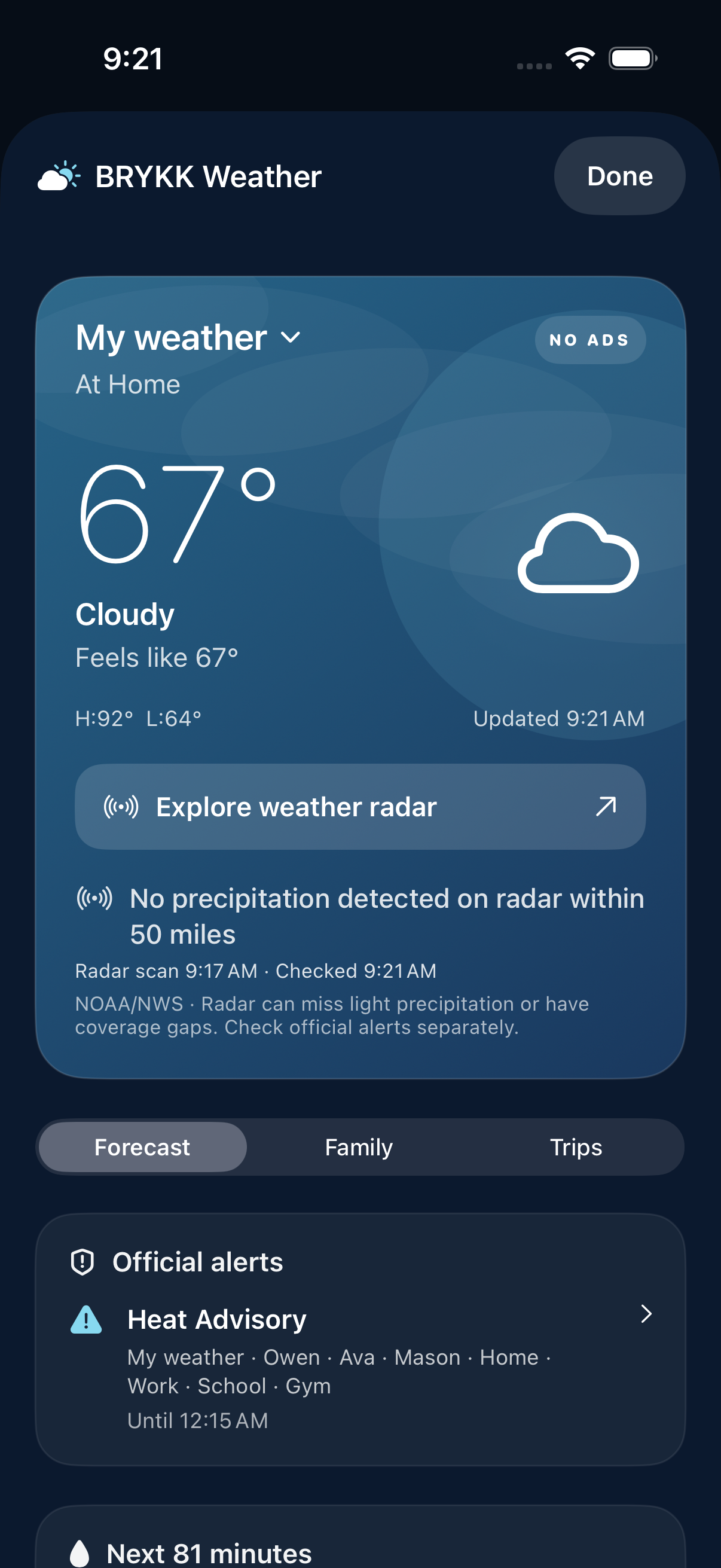 Weather, without the noise BRYKK screenshot