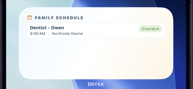 Family schedule widget BRYKK screenshot